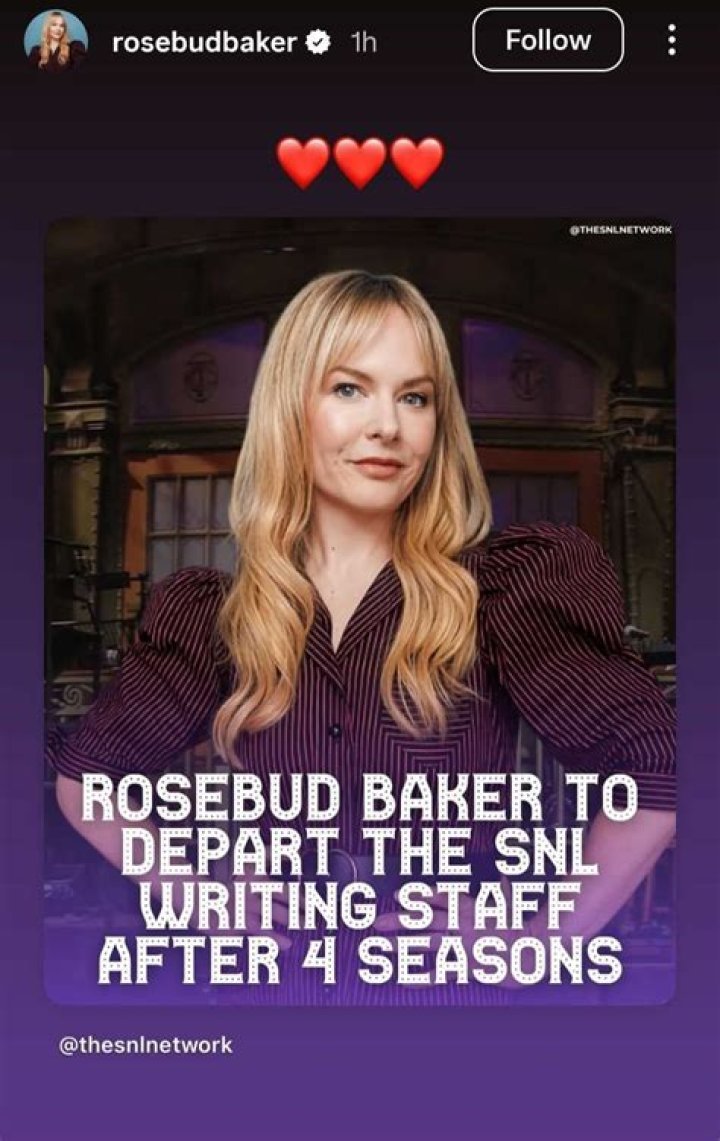 Rosebud Baker’s spouse A podcast features Andy Haynes, an SNL writer.