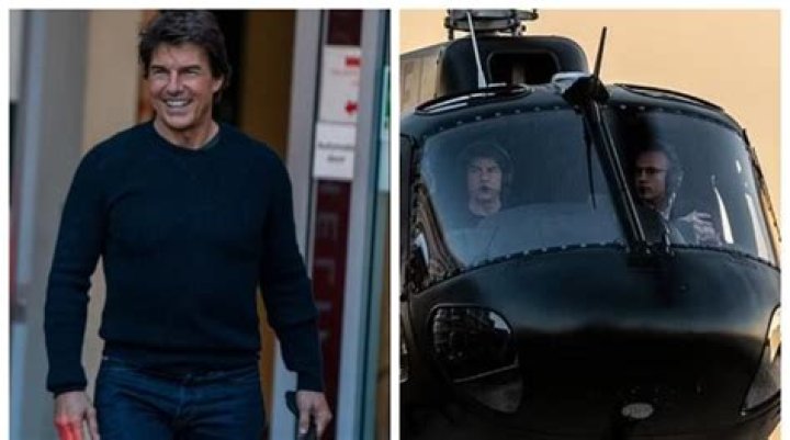 
Tom Cruise lives up to his action star credentials as he arrived in London via helicopter 